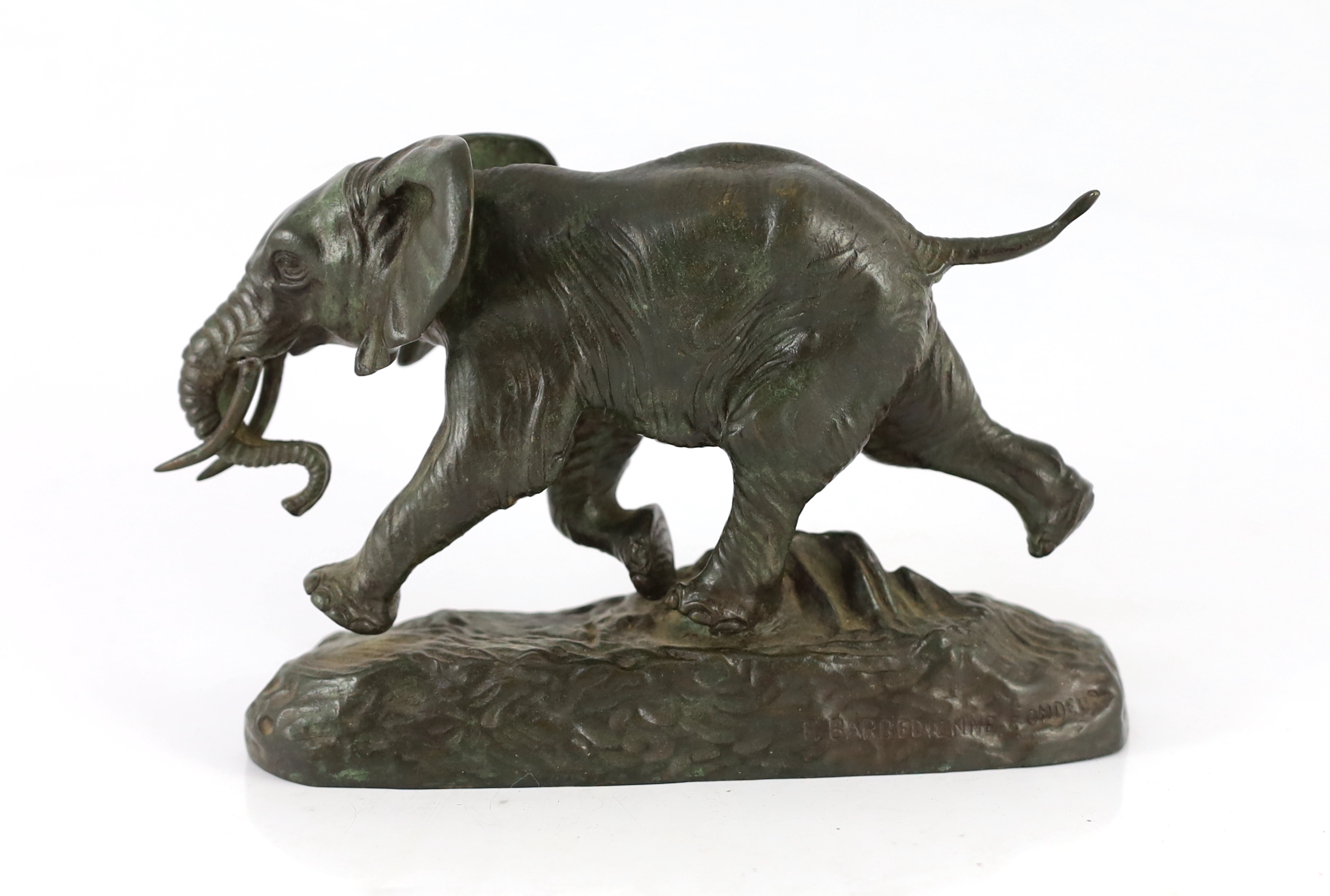 Antoine-Louis Barye (1795-1875). An animalier bronze model 'Elephant du Senegal', 20cm wide, 12.5cm high